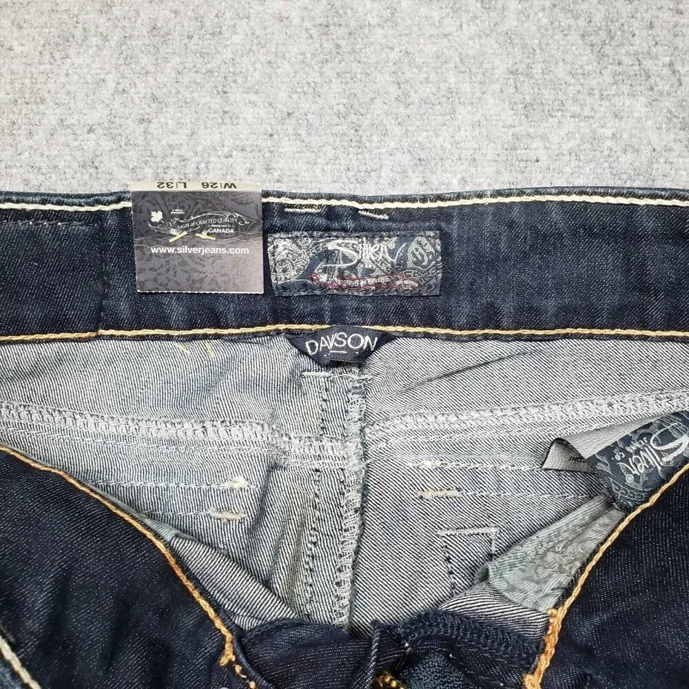 Silver Jeans Dawson Womens 26X32 Blue Bootcut Faded Embroidered Low Rise New - Picture 5 of 12